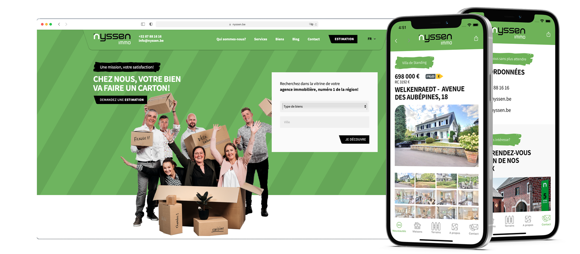 Cration site internet et applis pour l'immobilire Nyssen (Province de Lige)